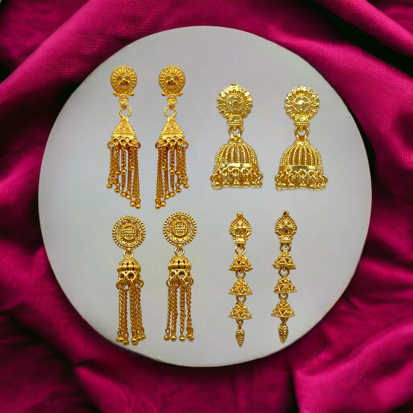 Four piece Gold Delicate Zumkh Earring Combo