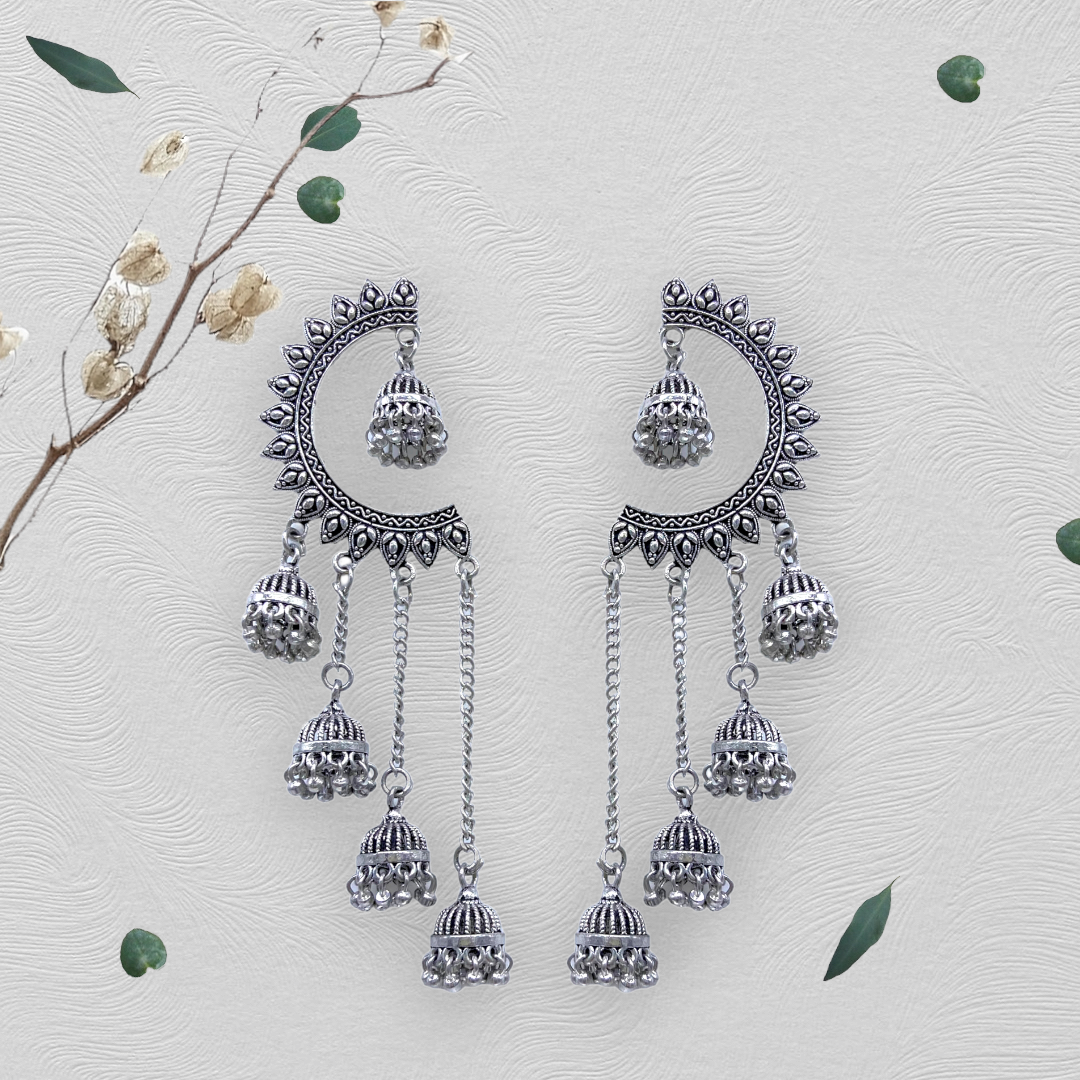 Hanging Tassel Stylish Oxidised Earrings