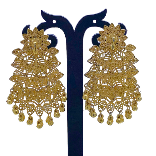 Peacock Head Gold Layered Earring