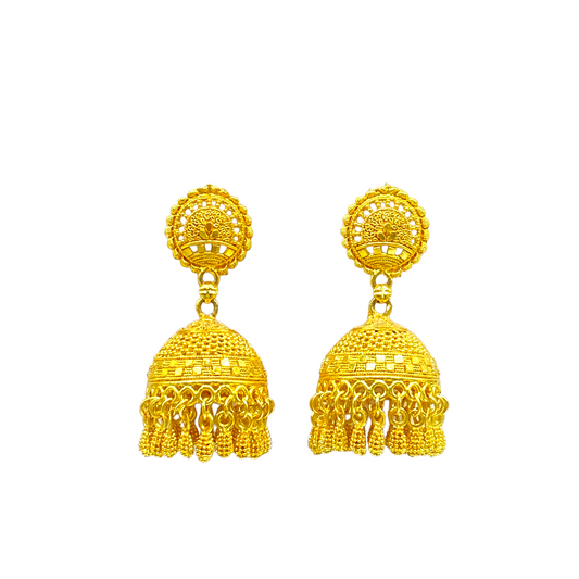 Gold Zumkha Earrings with oval  Drop design