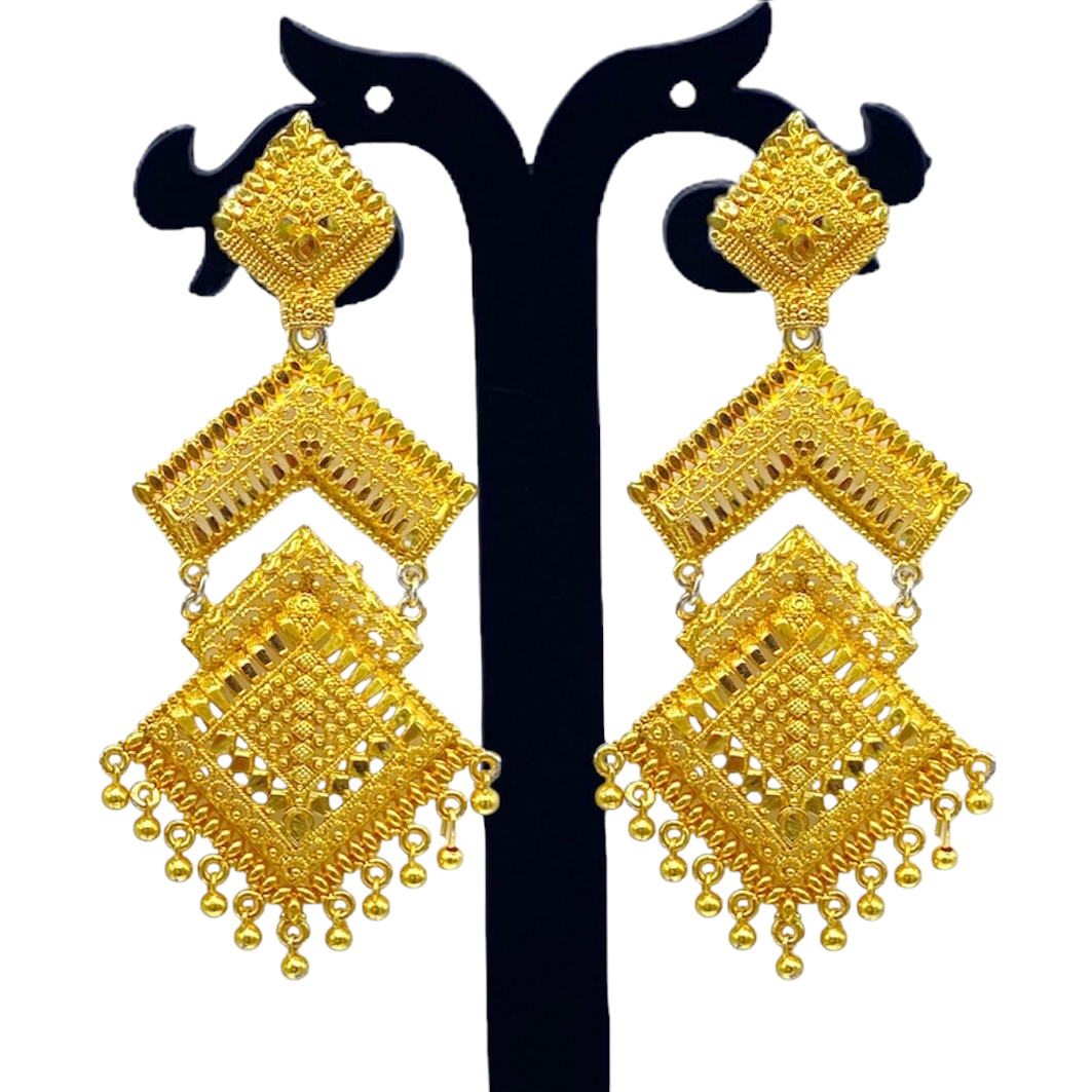 Dual Step Gold Earring