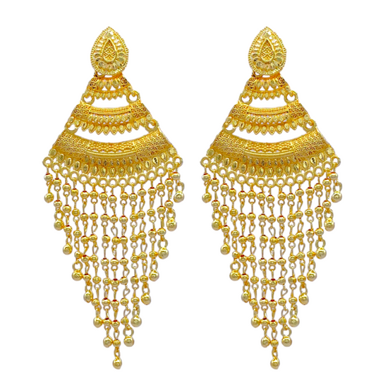 Gold Pearl Hanging Long Earring