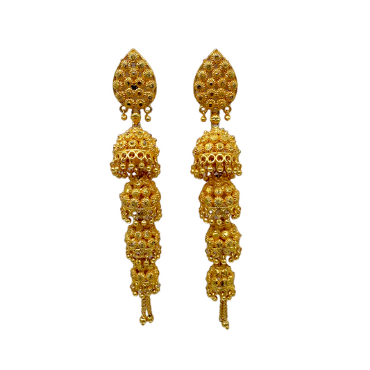 Gold Long Five Zumkha Earring