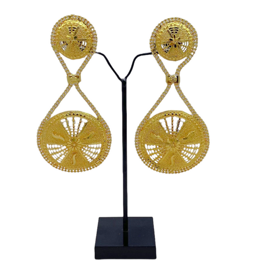 Circular Gold Long Earring