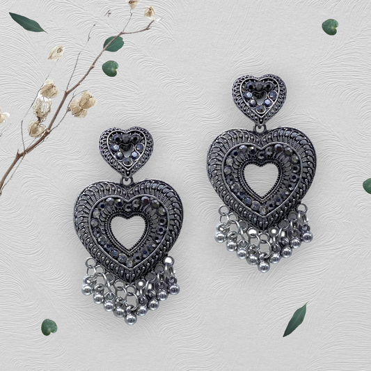 Heart Shape Glamorous  Oxidised Earrings