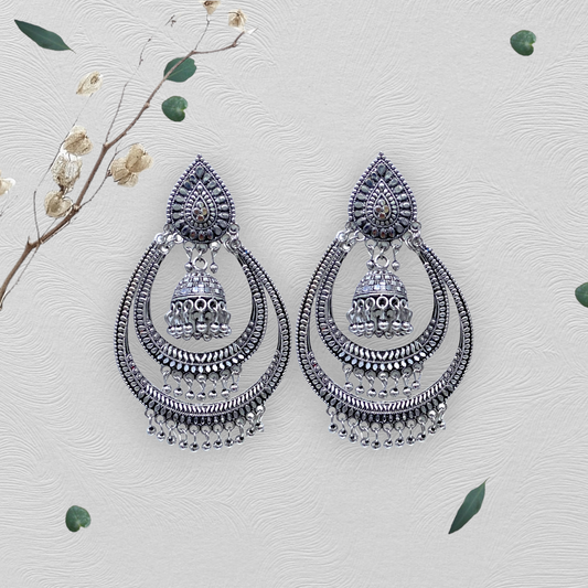 Double Layered Chandbali Style Oxidised Earrings