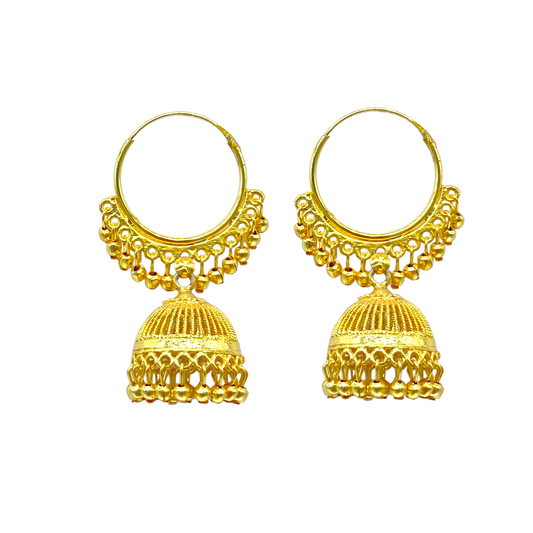 Elegant Gold Beaded Hoops Earring