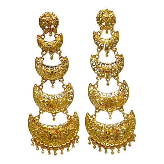 Circular Head four Step Gold Earring