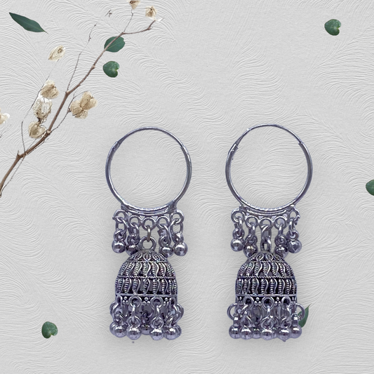 Small Oxidised Hoops with Zumkha Earrings