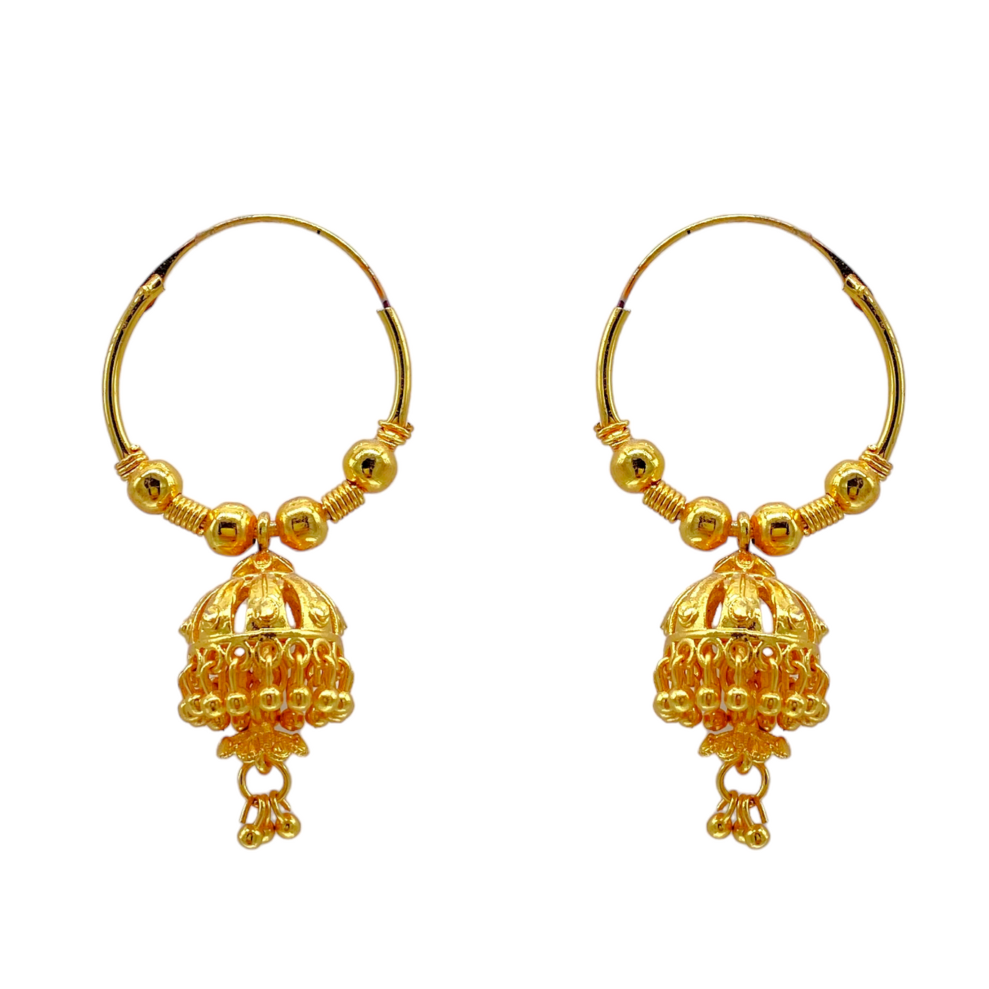 Gold  Hoops with Small Zumkhi