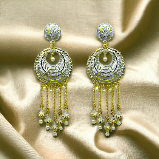 Chandbali earring with Hanging chain and Zumkhi