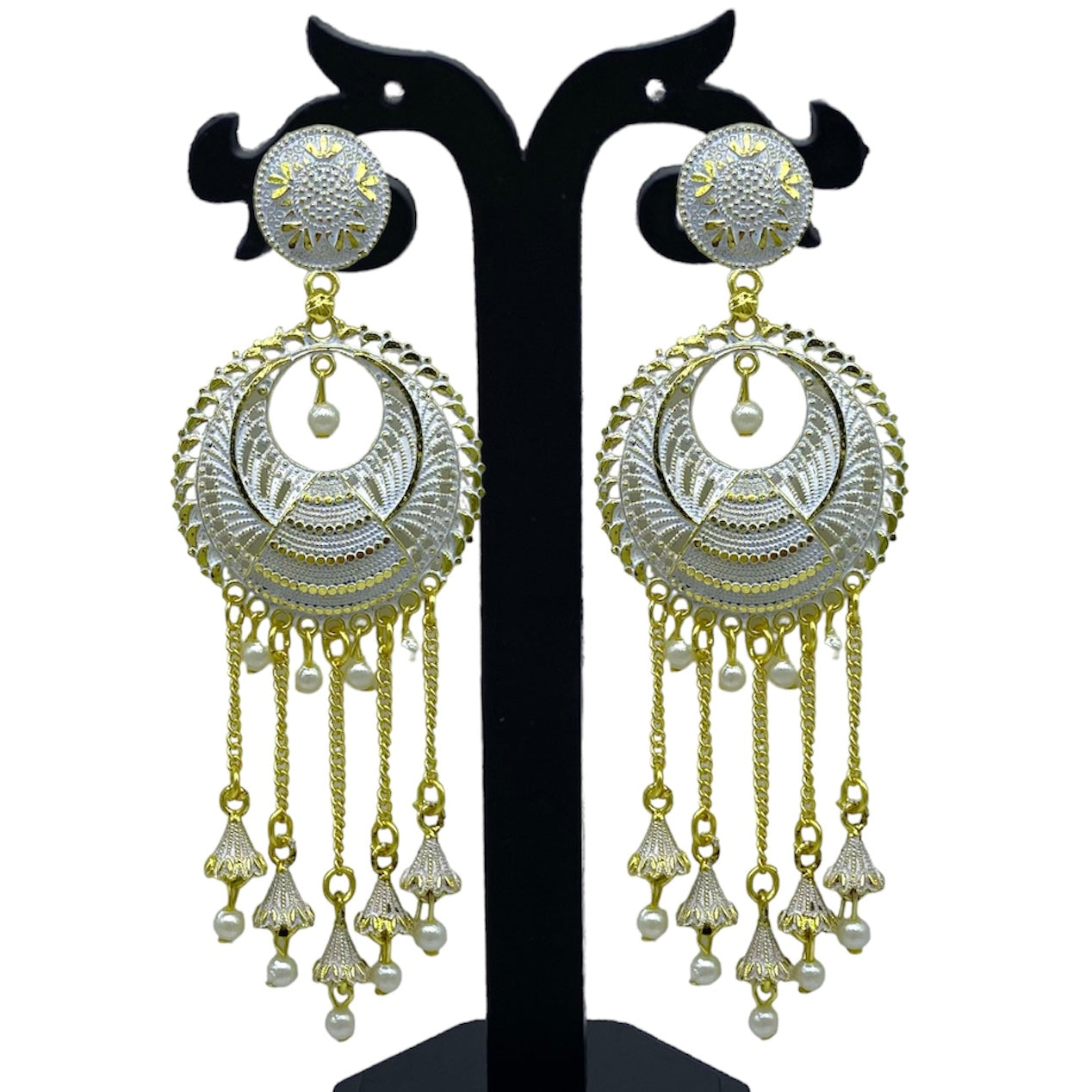 Chandbali earring with Hanging chain and Zumkhi