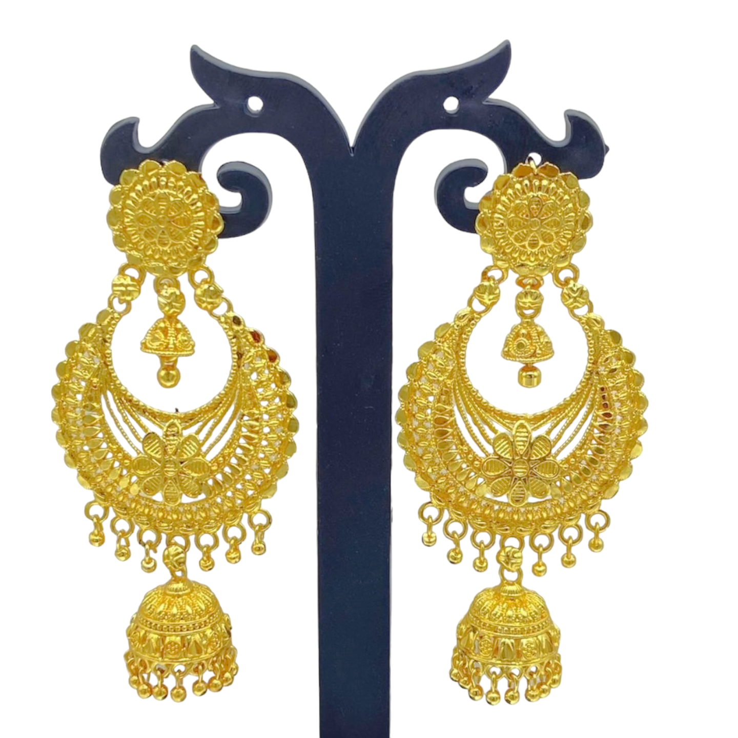 Gold Chandbali Earring with Zumkha