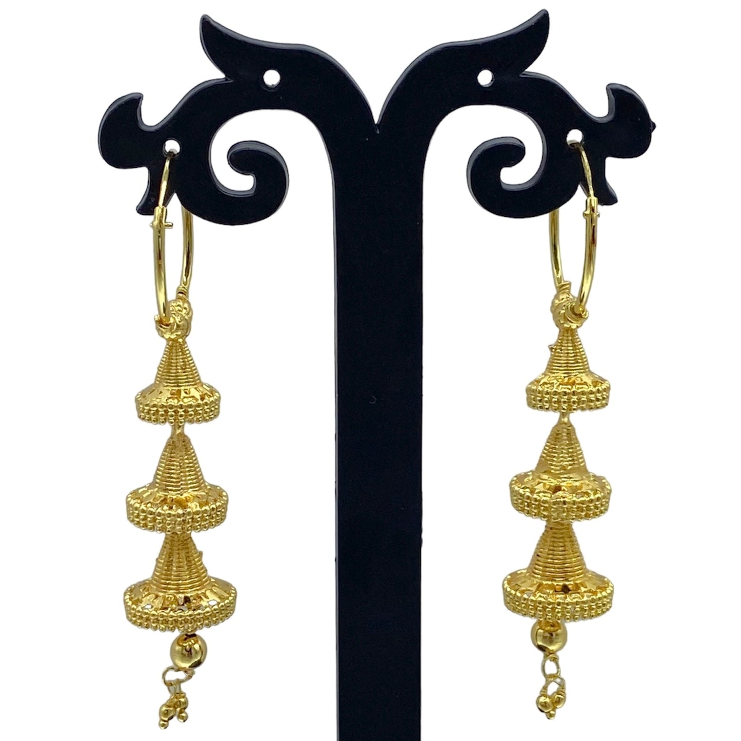 Gold Hoops with Triple Zumkha Earring