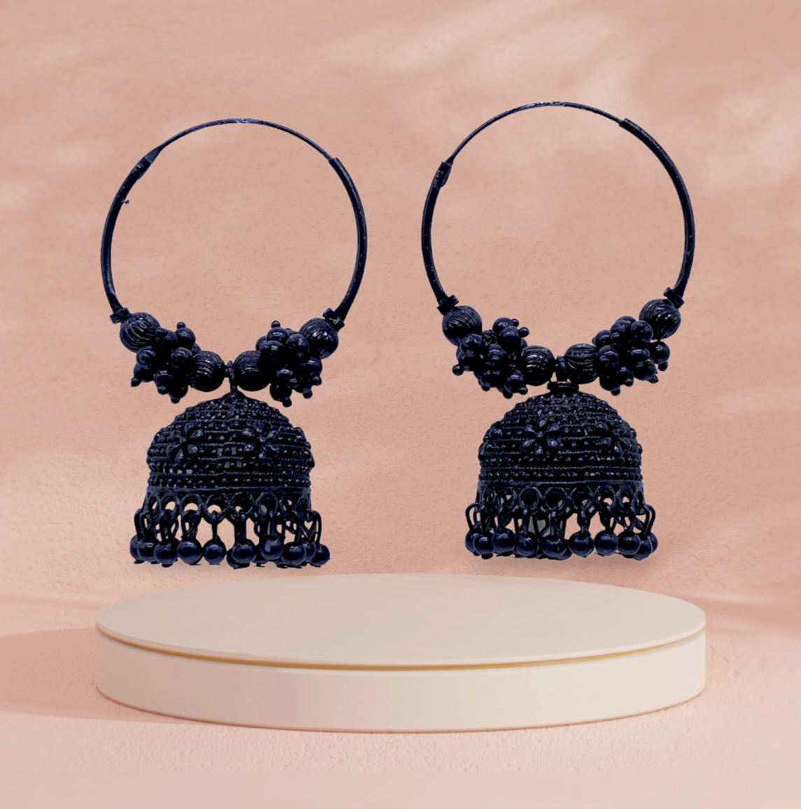 Black Hoops Earrings with Zumkha