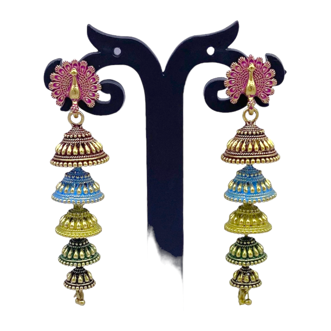 Peacock Head Five Layered Zumkha Earring