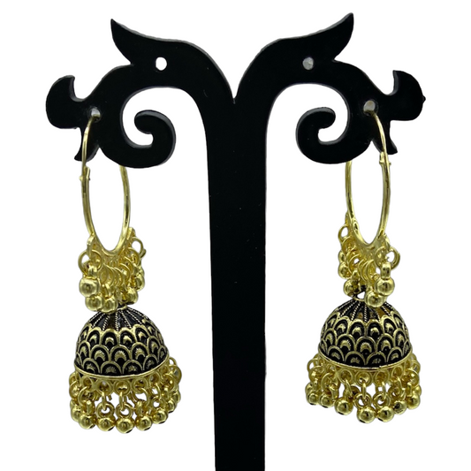 Antique Gold Hoops with Zumkhi Earring