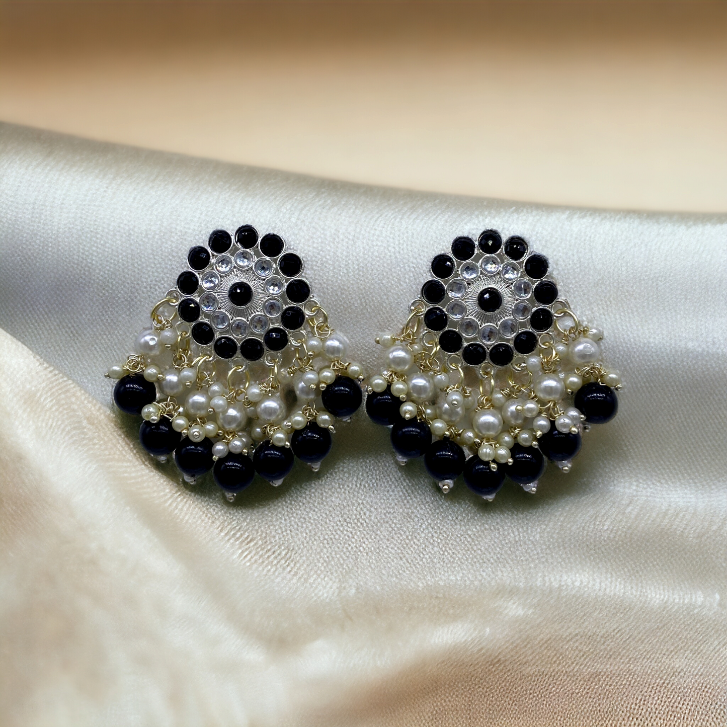 Stud Earring with Pearl tassels